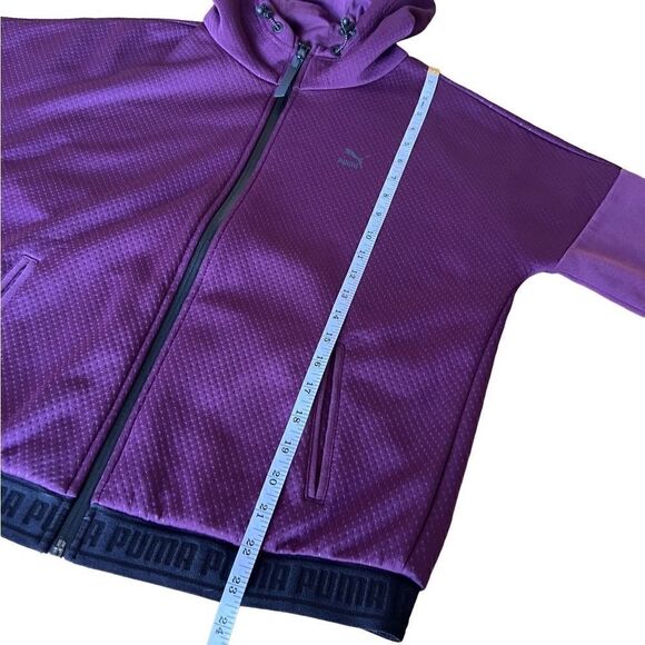 Puma Zip up hooded jacket fleece lined Plum size medium - Picture 13 of 16